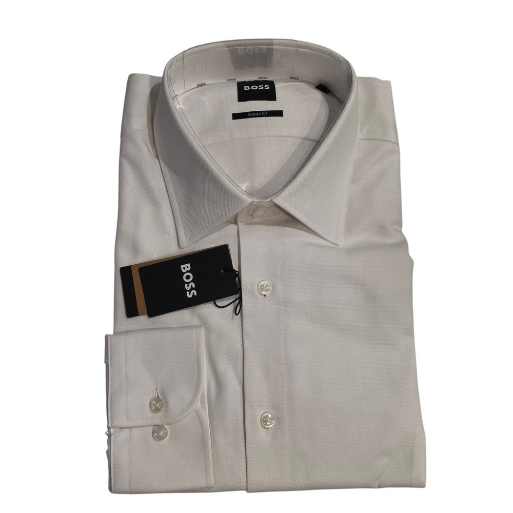 Boss Mens Dress Shirt White Sharp Fit H-MAX-US-Kent-C1-214 16.5 32/33 Large
